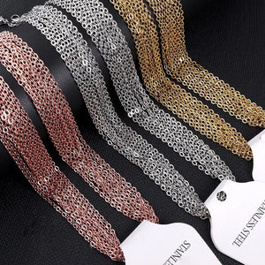 Planet Gates LUXUSTEEL 10Pcs/Lot Stainless Steel Chains 2mm/1mm O Shape Rolo Link Cuban Long Necklace For Women Pendant DIY Jewelry Wholesale