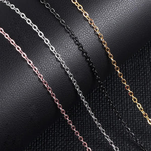 Planet Gates LUXUSTEEL 10Pcs/Lot Stainless Steel Chains 2mm/1mm O Shape Rolo Link Cuban Long Necklace For Women Pendant DIY Jewelry Wholesale