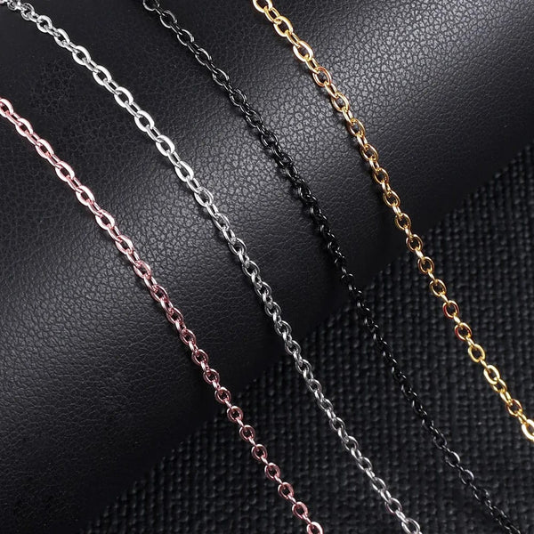 Planet Gates LUXUSTEEL 10Pcs/Lot Stainless Steel Chains 2mm/1mm O Shape Rolo Link Cuban Long Necklace For Women Pendant DIY Jewelry Wholesale