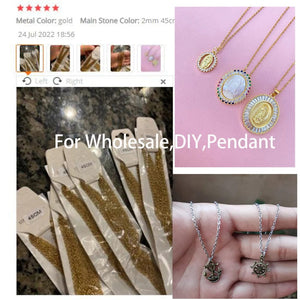 Planet Gates LUXUSTEEL 10Pcs/Lot Stainless Steel Chains 2mm/1mm O Shape Rolo Link Cuban Long Necklace For Women Pendant DIY Jewelry Wholesale