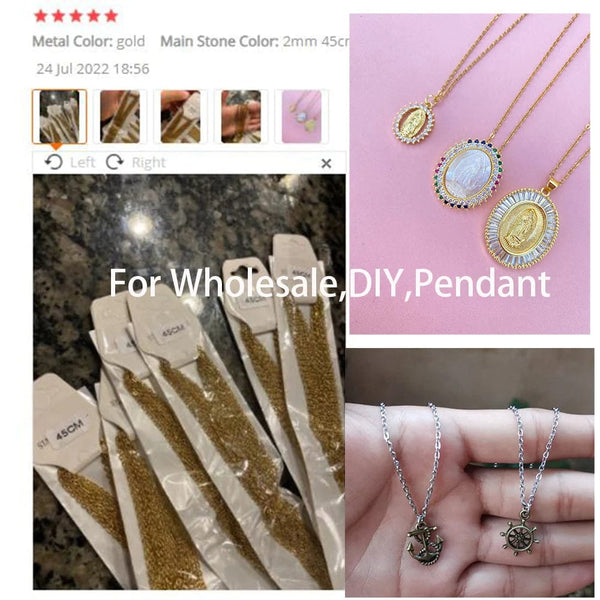 Planet Gates LUXUSTEEL 10Pcs/Lot Stainless Steel Chains 2mm/1mm O Shape Rolo Link Cuban Long Necklace For Women Pendant DIY Jewelry Wholesale