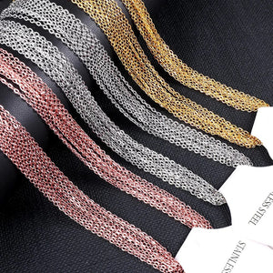 Planet Gates LUXUSTEEL 10Pcs/Lot Stainless Steel Chains 2mm/1mm O Shape Rolo Link Cuban Long Necklace For Women Pendant DIY Jewelry Wholesale