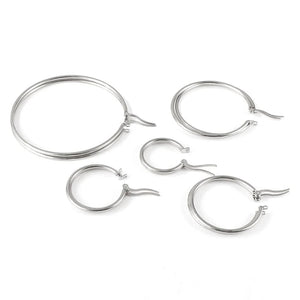 Planet Gates LUXUSTEEL 2Pcs 10-70mm Stainless Steel Hoop Earrings For Women Men Silver Color Round Small Big Circle Huggies Punk Jewelry