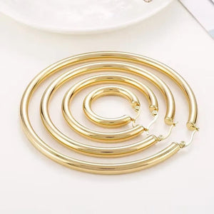 Planet Gates LUXUSTEEL 2Pcs 10-70mm Stainless Steel Hoop Earrings For Women Men Silver Color Round Small Big Circle Huggies Punk Jewelry