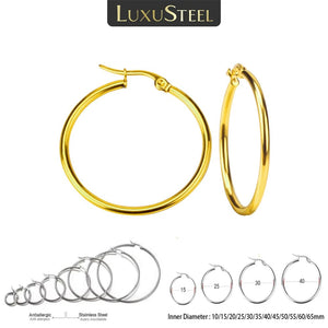 Planet Gates LUXUSTEEL Gold Color Stainless Steel Hoop Earrings For Women Men Big/Small Circle Round Ear Jewelry Bijoux Acier Inoxidable