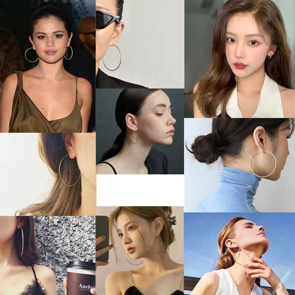 Planet Gates LUXUSTEEL Gold Color Stainless Steel Hoop Earrings For Women Men Big/Small Circle Round Ear Jewelry Bijoux Acier Inoxidable