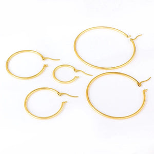 Planet Gates LUXUSTEEL Gold Color Stainless Steel Hoop Earrings For Women Men Big/Small Circle Round Ear Jewelry Bijoux Acier Inoxidable
