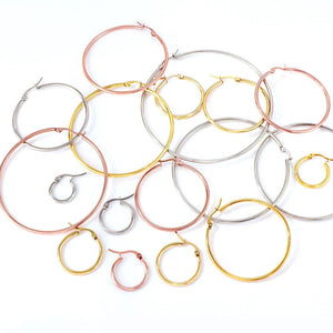 Planet Gates LUXUSTEEL Gold Color Stainless Steel Hoop Earrings For Women Men Big/Small Circle Round Ear Jewelry Bijoux Acier Inoxidable