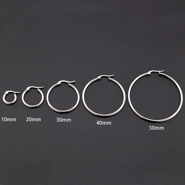 Planet Gates LUXUSTEEL Gold Color Stainless Steel Hoop Earrings For Women Men Big/Small Circle Round Ear Jewelry Bijoux Acier Inoxidable