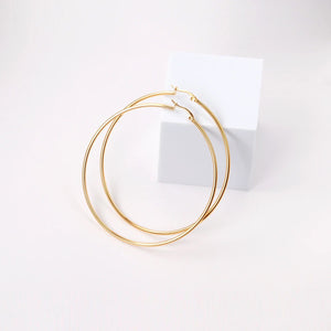 Planet Gates LUXUSTEEL Gold Color Stainless Steel Hoop Earrings For Women Men Big/Small Circle Round Ear Jewelry Bijoux Acier Inoxidable
