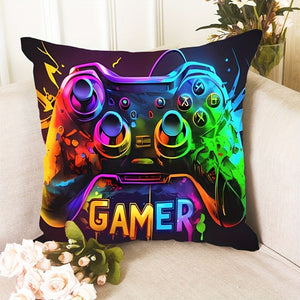Planet Gates LY003 1pc, Gamepad pattern short plush pillow case (17.7 "x17.7"), Game Theme pillow Case, Home Decor, Room Decor, Bedroom Decor, Architectural collectible accessories (excluding pillow core)