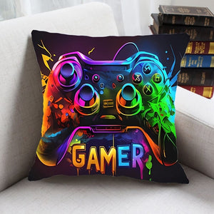 Planet Gates LY003 1pc, Gamepad pattern short plush pillow case (17.7 "x17.7"), Game Theme pillow Case, Home Decor, Room Decor, Bedroom Decor, Architectural collectible accessories (excluding pillow core)