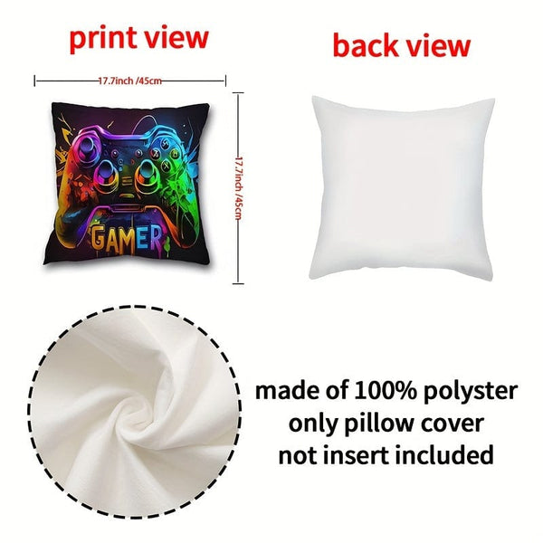 Planet Gates LY003 1pc, Gamepad pattern short plush pillow case (17.7 "x17.7"), Game Theme pillow Case, Home Decor, Room Decor, Bedroom Decor, Architectural collectible accessories (excluding pillow core)