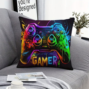 Planet Gates LY003 1pc, Gamepad pattern short plush pillow case (17.7 "x17.7"), Game Theme pillow Case, Home Decor, Room Decor, Bedroom Decor, Architectural collectible accessories (excluding pillow core)