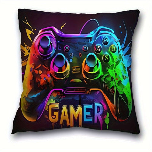 Planet Gates LY003 1pc, Gamepad pattern short plush pillow case (17.7 "x17.7"), Game Theme pillow Case, Home Decor, Room Decor, Bedroom Decor, Architectural collectible accessories (excluding pillow core)