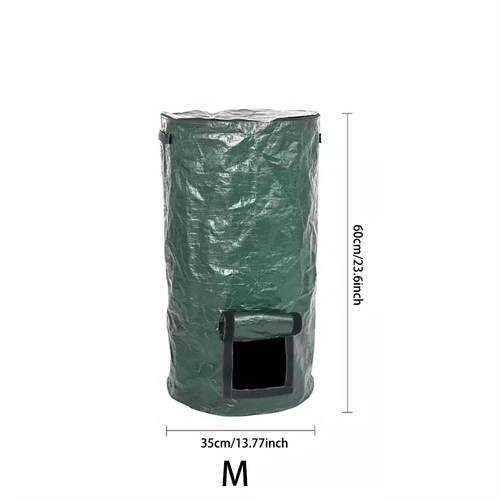 Planet Gates M 1 Bag Outdoor Compost Box, Reusable Garbage Bag, Self-Made Nutrient Soil Compost Bag, Kitchen Waste Collection Bag, Two-Way Zipper With Fertilizer Port, 128.7 L