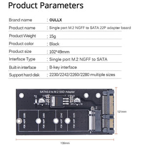 Planet Gates M.2 NGFF SSD To SATA 3 3.0  Adapter Card Converter B B&M Key Protocol Solid State Disk Drive 2230 2280 2242