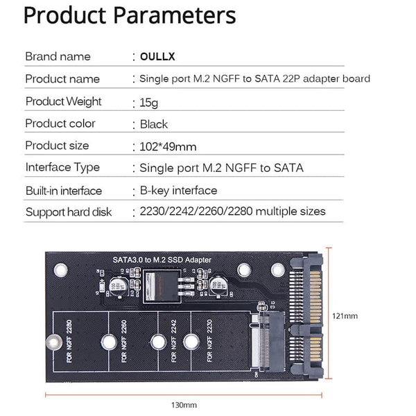 Planet Gates M.2 NGFF SSD To SATA 3 3.0  Adapter Card Converter B B&M Key Protocol Solid State Disk Drive 2230 2280 2242