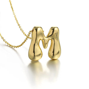Planet Gates M Greatera Gold Color Chunky Balloon Bubble Initial Letter Pendant Choker Necklaces for Women Custom Personalized Jewelry