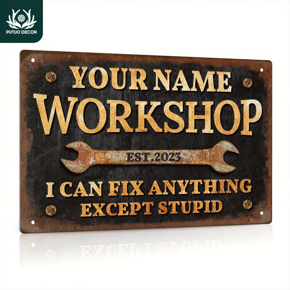 Planet Gates M001MT-DZ00052 1pc [Customized] Personalized Workshop Sign, Custom Name, Year, Vintage Garage Wall Decor, 30.48x20.32 Cm Metal Sign, Gift Ideas
