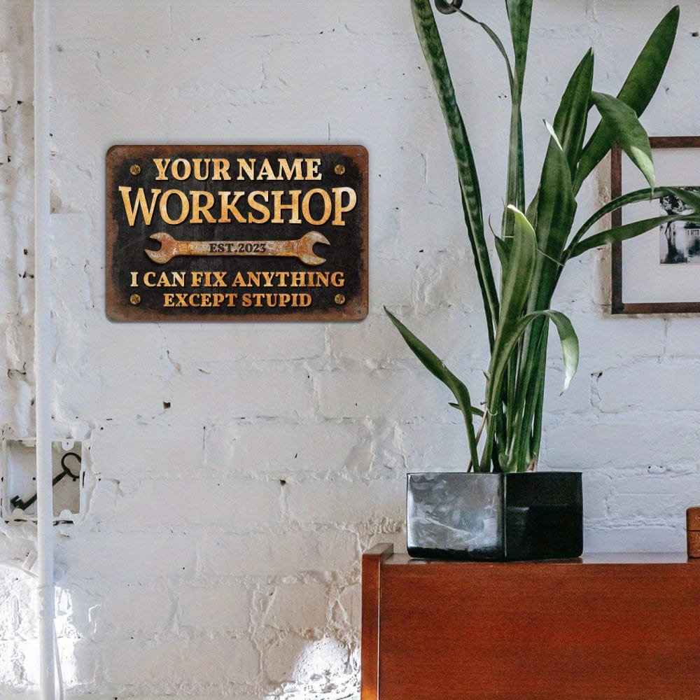 Planet Gates M001MT-DZ00052 1pc [Customized] Personalized Workshop Sign, Custom Name, Year, Vintage Garage Wall Decor, 30.48x20.32 Cm Metal Sign, Gift Ideas