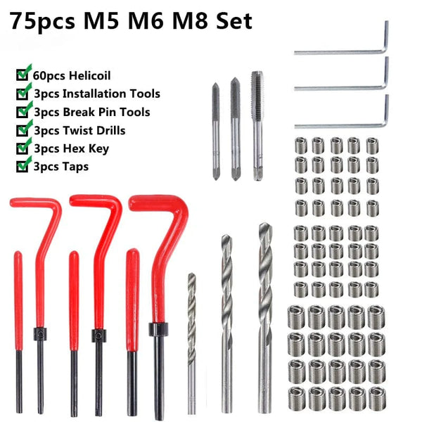 Planet Gates M2x0.4mm XCAN Thread Repair Tool 25pcs M3/M4/M5/M6/M7/M8/M10/M12/14 for Restoring Damaged Thread Spanner Wrench Twist Drill Bit Hand Tool