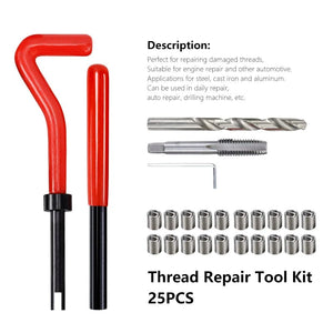 Planet Gates M2x0.4mm XCAN Thread Repair Tool 25pcs M3/M4/M5/M6/M7/M8/M10/M12/14 for Restoring Damaged Thread Spanner Wrench Twist Drill Bit Hand Tool