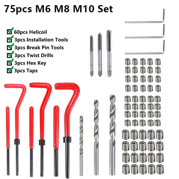 Planet Gates M2x0.4mm XCAN Thread Repair Tool 25pcs M3/M4/M5/M6/M7/M8/M10/M12/14 for Restoring Damaged Thread Spanner Wrench Twist Drill Bit Hand Tool