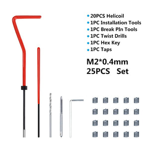 Planet Gates M2x0.4mm XCAN Thread Repair Tool 25pcs M3/M4/M5/M6/M7/M8/M10/M12/14 for Restoring Damaged Thread Spanner Wrench Twist Drill Bit Hand Tool