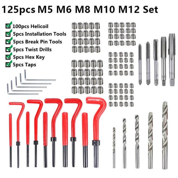 Planet Gates M2x0.4mm XCAN Thread Repair Tool 25pcs M3/M4/M5/M6/M7/M8/M10/M12/14 for Restoring Damaged Thread Spanner Wrench Twist Drill Bit Hand Tool