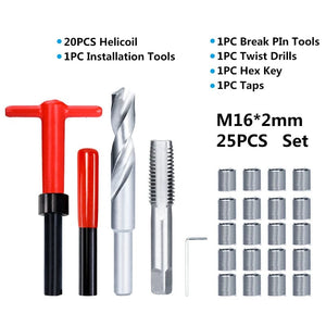Planet Gates M2x0.4mm XCAN Thread Repair Tool 25pcs M3/M4/M5/M6/M7/M8/M10/M12/14 for Restoring Damaged Thread Spanner Wrench Twist Drill Bit Hand Tool