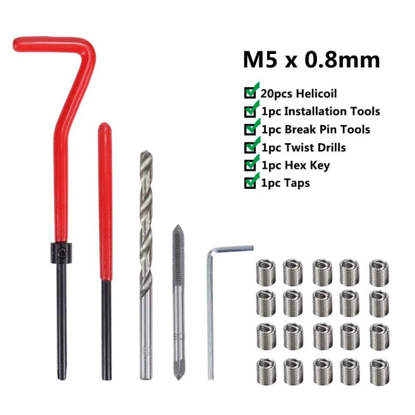 Planet Gates M2x0.4mm XCAN Thread Repair Tool 25pcs M3/M4/M5/M6/M7/M8/M10/M12/14 for Restoring Damaged Thread Spanner Wrench Twist Drill Bit Hand Tool