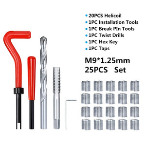 Planet Gates M2x0.4mm XCAN Thread Repair Tool 25pcs M3/M4/M5/M6/M7/M8/M10/M12/14 for Restoring Damaged Thread Spanner Wrench Twist Drill Bit Hand Tool