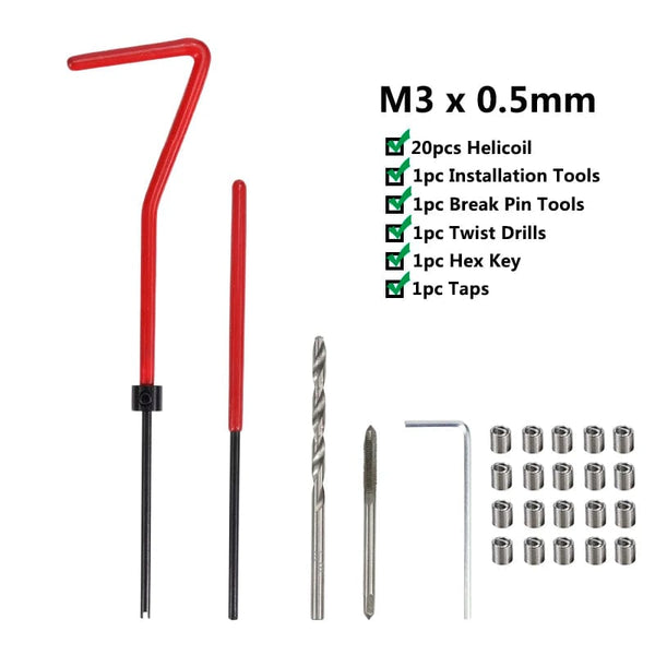 Planet Gates M2x0.4mm XCAN Thread Repair Tool 25pcs M3/M4/M5/M6/M7/M8/M10/M12/14 for Restoring Damaged Thread Spanner Wrench Twist Drill Bit Hand Tool