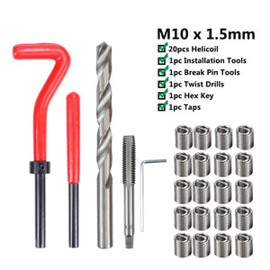 Planet Gates M2x0.4mm XCAN Thread Repair Tool 25pcs M3/M4/M5/M6/M7/M8/M10/M12/14 for Restoring Damaged Thread Spanner Wrench Twist Drill Bit Hand Tool