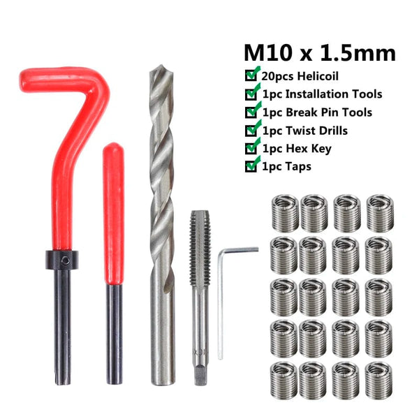 Planet Gates M2x0.4mm XCAN Thread Repair Tool 25pcs M3/M4/M5/M6/M7/M8/M10/M12/14 for Restoring Damaged Thread Spanner Wrench Twist Drill Bit Hand Tool