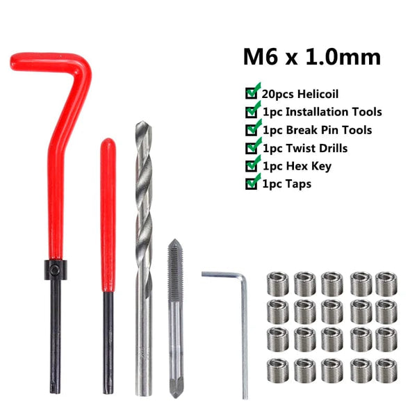 Planet Gates M2x0.4mm XCAN Thread Repair Tool 25pcs M3/M4/M5/M6/M7/M8/M10/M12/14 for Restoring Damaged Thread Spanner Wrench Twist Drill Bit Hand Tool