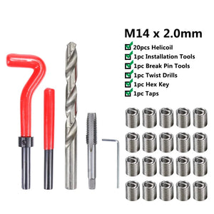 Planet Gates M2x0.4mm XCAN Thread Repair Tool 25pcs M3/M4/M5/M6/M7/M8/M10/M12/14 for Restoring Damaged Thread Spanner Wrench Twist Drill Bit Hand Tool