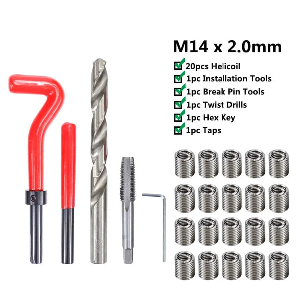 Planet Gates M2x0.4mm XCAN Thread Repair Tool 25pcs M3/M4/M5/M6/M7/M8/M10/M12/14 for Restoring Damaged Thread Spanner Wrench Twist Drill Bit Hand Tool