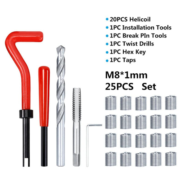 Planet Gates M2x0.4mm XCAN Thread Repair Tool 25pcs M3/M4/M5/M6/M7/M8/M10/M12/14 for Restoring Damaged Thread Spanner Wrench Twist Drill Bit Hand Tool