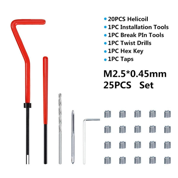 Planet Gates M2x0.4mm XCAN Thread Repair Tool 25pcs M3/M4/M5/M6/M7/M8/M10/M12/14 for Restoring Damaged Thread Spanner Wrench Twist Drill Bit Hand Tool