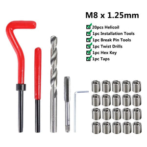 Planet Gates M2x0.4mm XCAN Thread Repair Tool 25pcs M3/M4/M5/M6/M7/M8/M10/M12/14 for Restoring Damaged Thread Spanner Wrench Twist Drill Bit Hand Tool