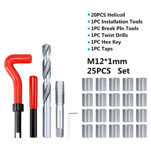 Planet Gates M2x0.4mm XCAN Thread Repair Tool 25pcs M3/M4/M5/M6/M7/M8/M10/M12/14 for Restoring Damaged Thread Spanner Wrench Twist Drill Bit Hand Tool
