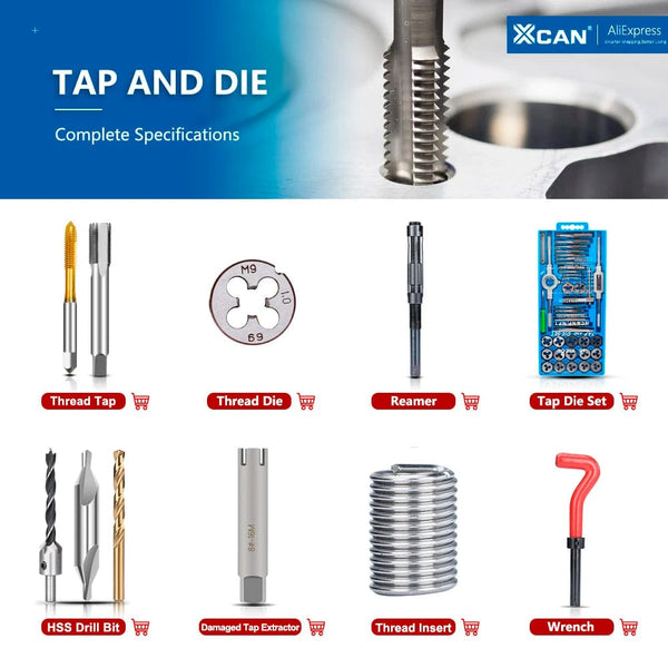 Planet Gates M2x0.4mm XCAN Thread Repair Tool 25pcs M3/M4/M5/M6/M7/M8/M10/M12/14 for Restoring Damaged Thread Spanner Wrench Twist Drill Bit Hand Tool
