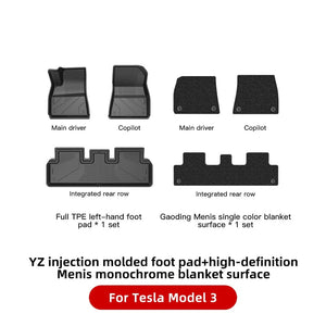 Planet Gates M3 Menis Monochrome / france YZ For Tesla Floor Mats Model 3 Y 2021-2023 Car Four Seasons Waterproof Non-slip Floor Mat NEW  TPE Special Car Accessories