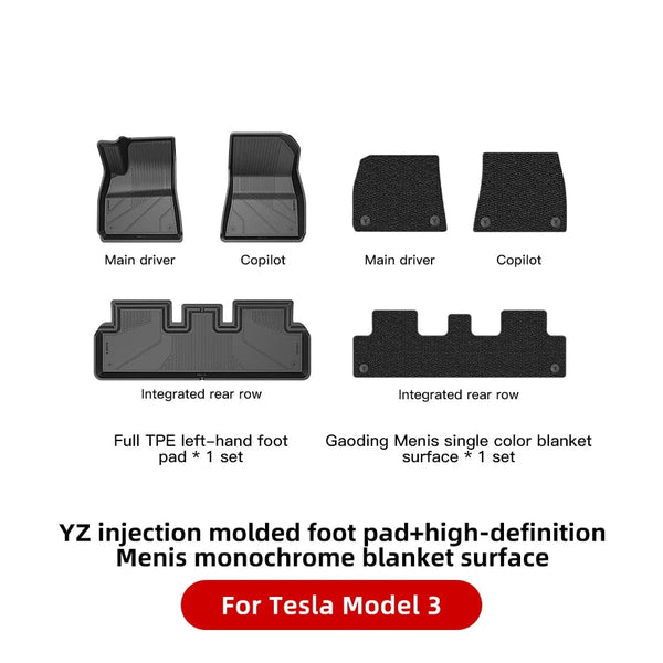 Planet Gates M3 Menis Monochrome / france YZ For Tesla Floor Mats Model 3 Y 2021-2023 Car Four Seasons Waterproof Non-slip Floor Mat NEW  TPE Special Car Accessories