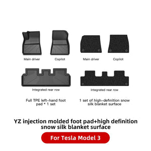 Planet Gates M3 Snow Silk / CHINA YZ For Tesla Floor Mats Model 3 Y 2021-2023 Car Four Seasons Waterproof Non-slip Floor Mat NEW  TPE Special Car Accessories