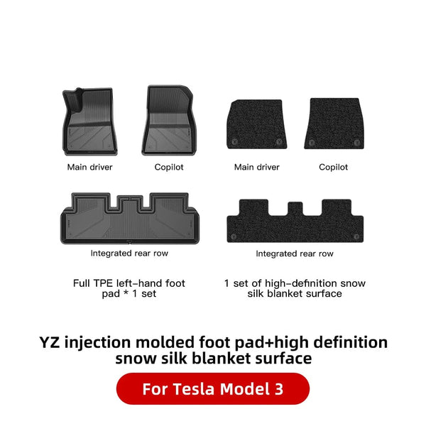 Planet Gates M3 Snow Silk / CHINA YZ For Tesla Floor Mats Model 3 Y 2021-2023 Car Four Seasons Waterproof Non-slip Floor Mat NEW  TPE Special Car Accessories