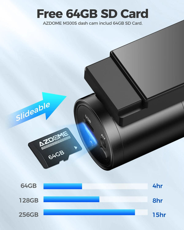 Planet Gates M300S Hardwire Kit / Saudi Arabia / Free 64GB TF Card AZDOME M300S 4K Dash Cam Front and Rear, 5.8G WiFi GPS Dash Camera for Cars, Free 64GB SD Card, Voice Control, WDR Night Vision