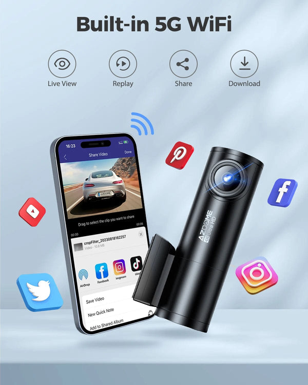 Planet Gates M300S Hardwire Kit / Saudi Arabia / Free 64GB TF Card AZDOME M300S 4K Dash Cam Front and Rear, 5.8G WiFi GPS Dash Camera for Cars, Free 64GB SD Card, Voice Control, WDR Night Vision